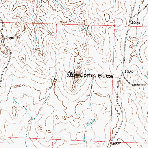 Topographic Map of Coffin Butte, MT