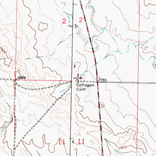 Topographic Map of Cohagen Cemetery, MT