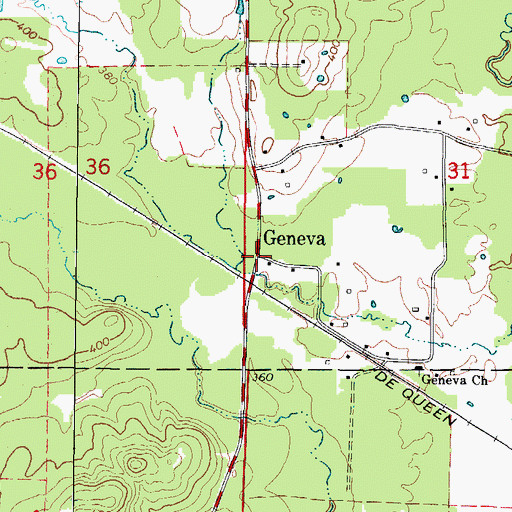 Topographic Map of Geneva, AR