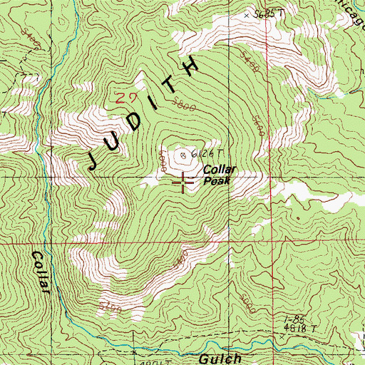 Topographic Map of Collar Peak, MT