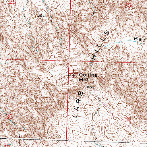 Topographic Map of Collins Hill, MT