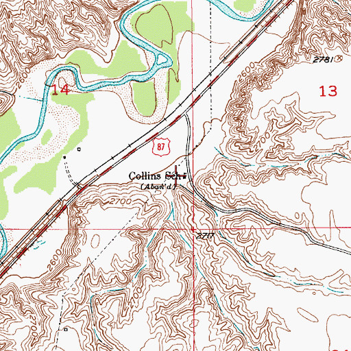 Topographic Map of Collins School (historical), MT