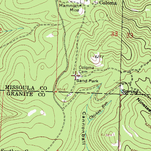 Topographic Map of Coloma Cemetery, MT