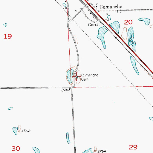 Topographic Map of Comanche Cemetery, MT