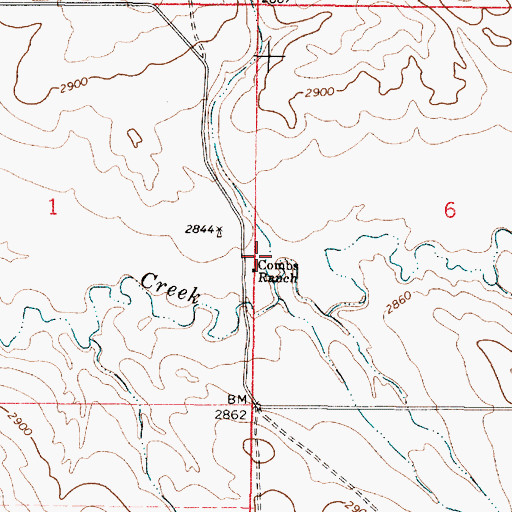 Topographic Map of Combs Ranch, MT