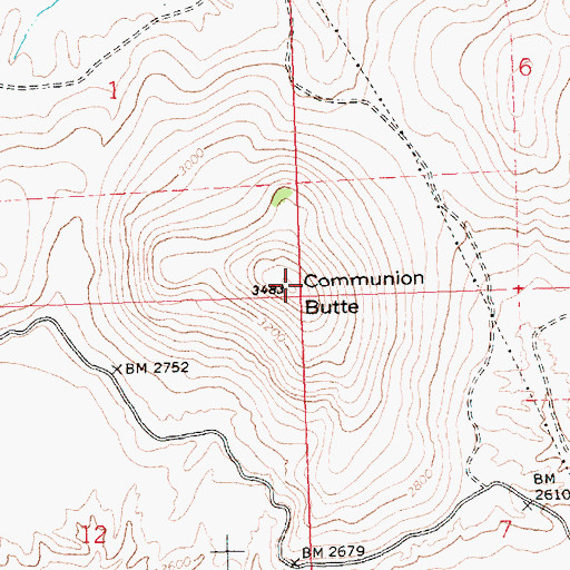 Topographic Map of Communion Butte, MT