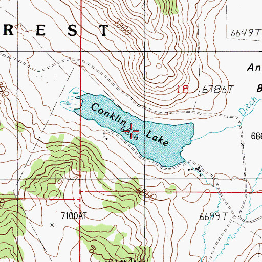 Topographic Map of Conklin Lake, MT