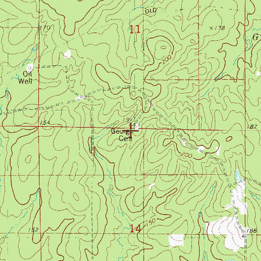 Topographic Map of George Cemetery, AR