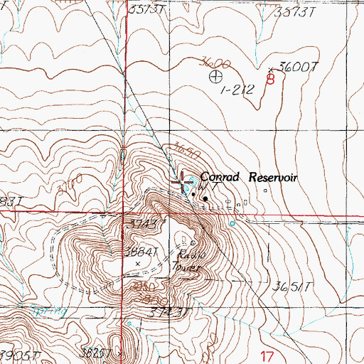 Topographic Map of Conrad Reservoir, MT