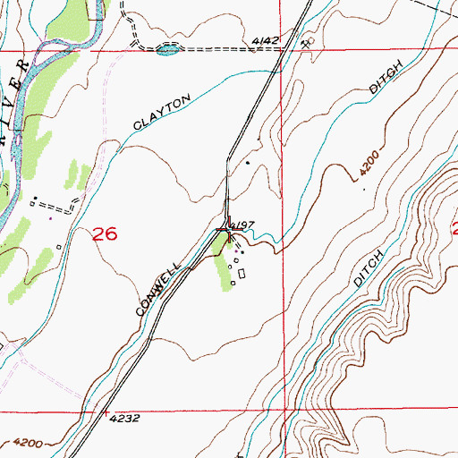 Topographic Map of Conwell Ditch, MT