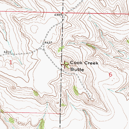 Topographic Map of Cook Creek Butte, MT