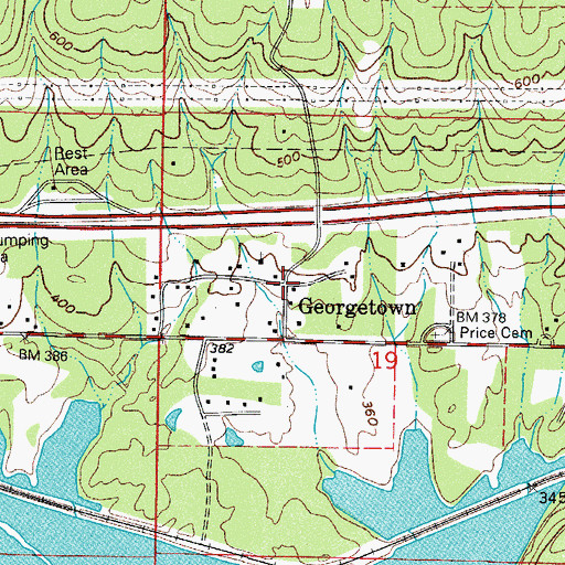 Topographic Map of Georgetown, AR