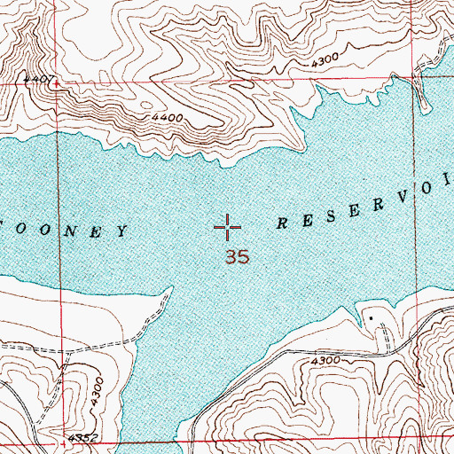Topographic Map of Cooney Reservoir, MT