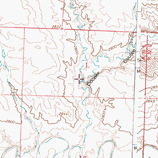 Topographic Map of Cooper Coulee, MT