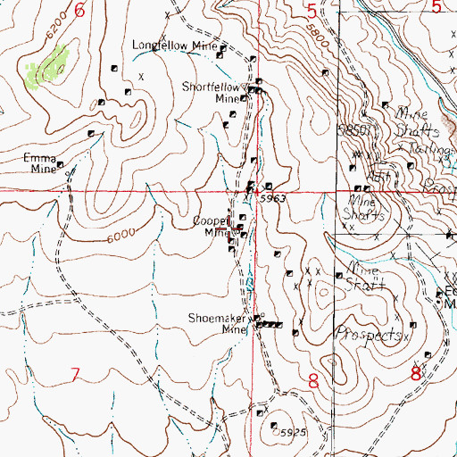 Topographic Map of Cooper Mine, MT