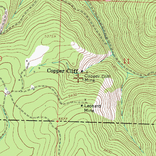 Topographic Map of Copper Cliff Mine, MT