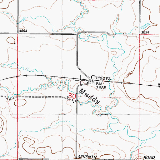 Topographic Map of Cordova, MT
