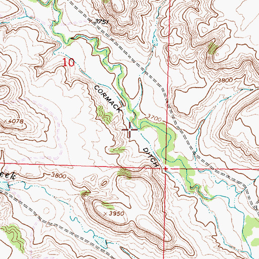 Topographic Map of Cormack Ditch, MT