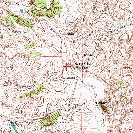Topographic Map of Corral Butte, MT