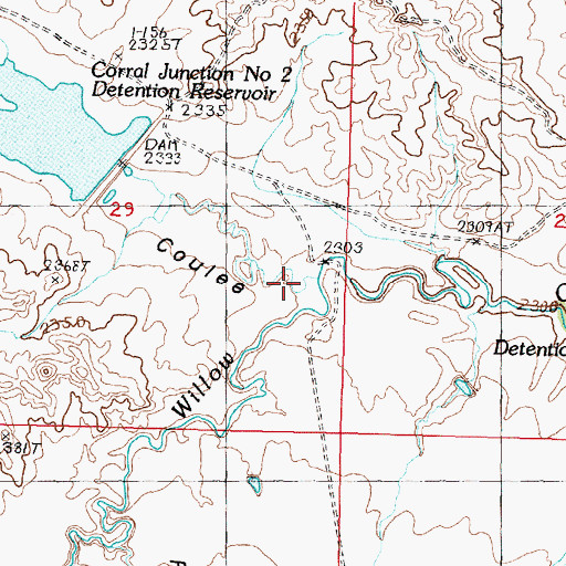 Topographic Map of Corral Coulee, MT