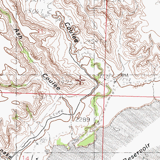 Topographic Map of Corral Coulee, MT