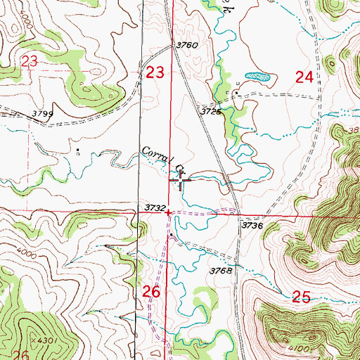 Topographic Map of Corral Creek, MT