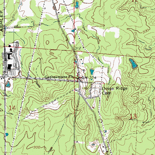 Topographic Map of Gethsemane Baptist Church, AR
