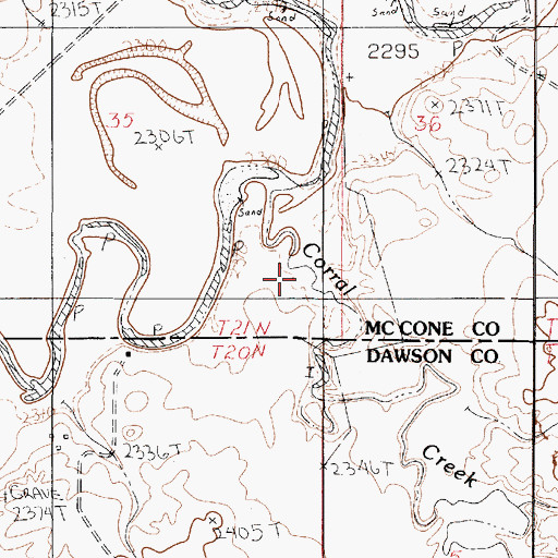 Topographic Map of Corral Creek, MT