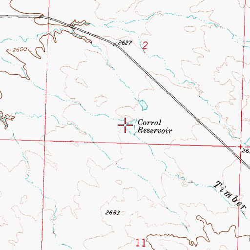 Topographic Map of Corral Reservoir, MT