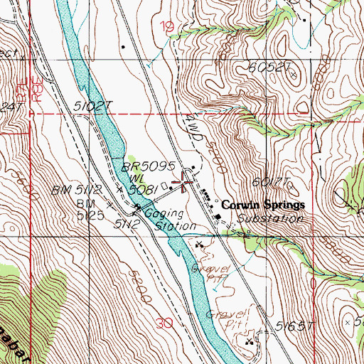 Topographic Map of Corwin Springs, MT