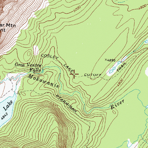 Topographic Map of Cosley Lake Cutoff Trail, MT