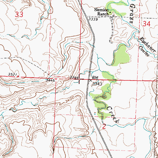 Topographic Map of Cottonwood Coulee, MT