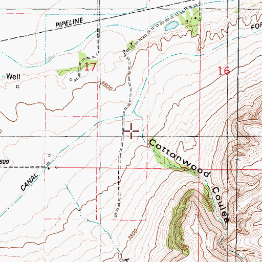 Topographic Map of Cottonwood Coulee, MT