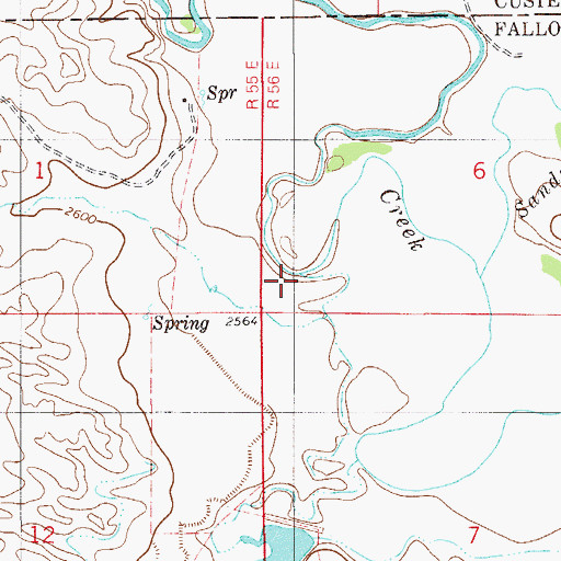 Topographic Map of Cottonwood Creek, MT