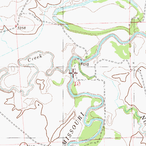 Topographic Map of Cottonwood Creek, MT