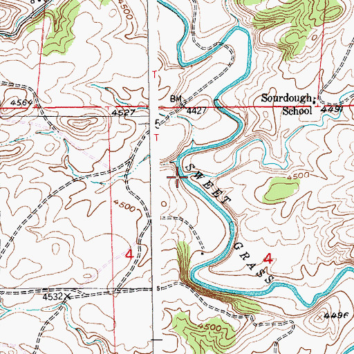Topographic Map of Cottonwood Creek, MT