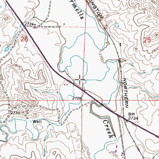 Topographic Map of Cottonwood Creek, MT