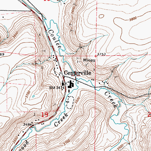 Topographic Map of Cottonwood Creek, MT
