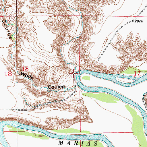 Topographic Map of Cottonwood Creek, MT