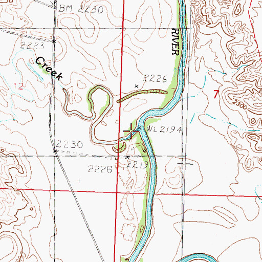 Topographic Map of Cottonwood Creek, MT