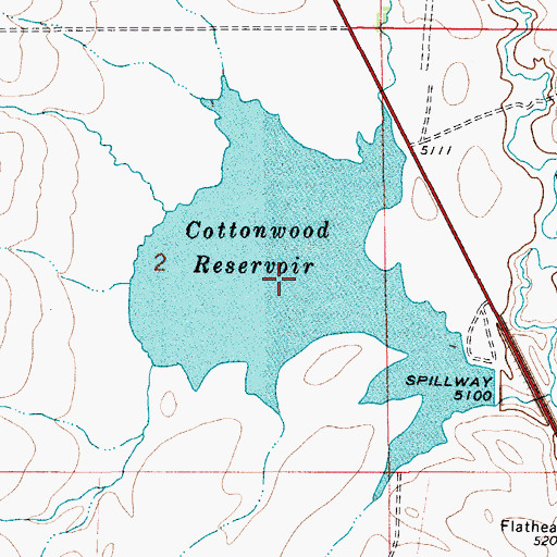 Topographic Map of Cottonwood Reservoir, MT