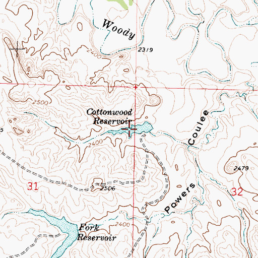 Topographic Map of Cottonwood Reservoir, MT