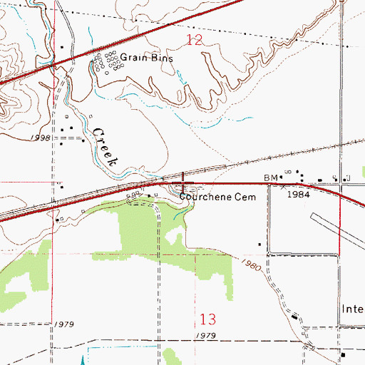 Topographic Map of Courchene Cemetery, MT