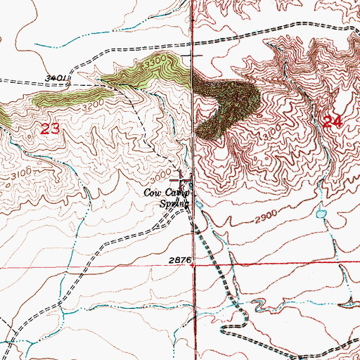 Topographic Map of Cow Camp Spring, MT