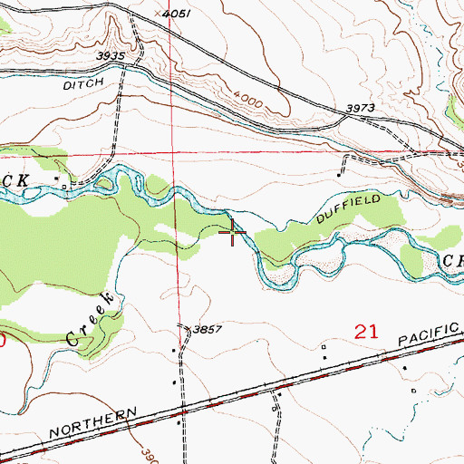 Topographic Map of Cow Creek, MT