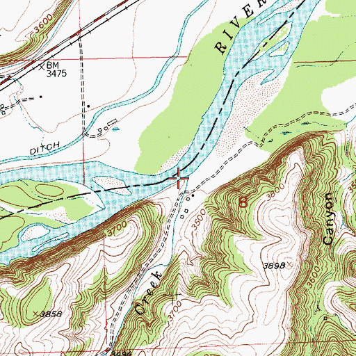 Topographic Map of Cow Creek, MT