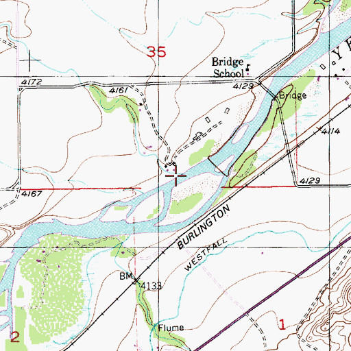 Topographic Map of Cow Creek, MT