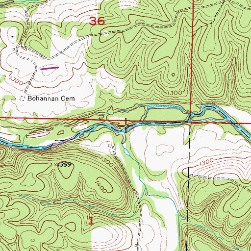 Topographic Map of Glade Creek, AR