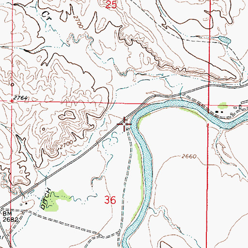 Topographic Map of Cow Creek, MT