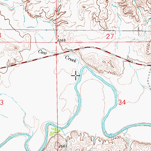 Topographic Map of Cow Creek, MT